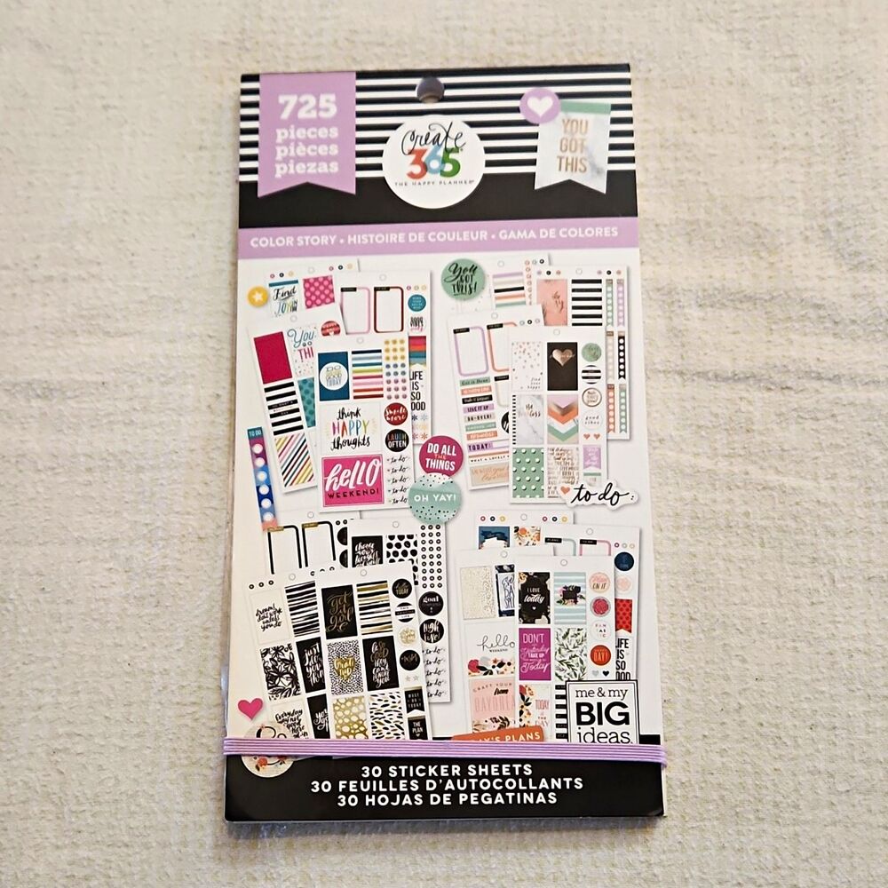 Me & My Big Ideas Happy Planner Color Story Classic Sticker Book 725 Pcs NEW